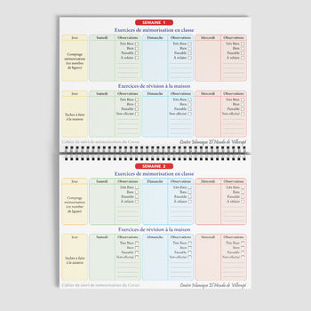 Cahier de suivi de mémorisation du Coran